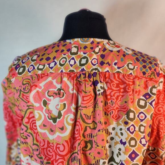 100% Cotton J Crew Medium Wrap-Around Top Waist Length Bright Colors Button Cuff - Picture 7 of 11